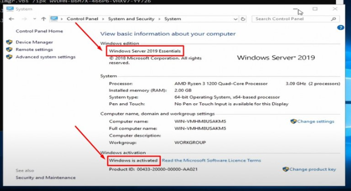 Bản Quyền Windows Server 2019 Essentials